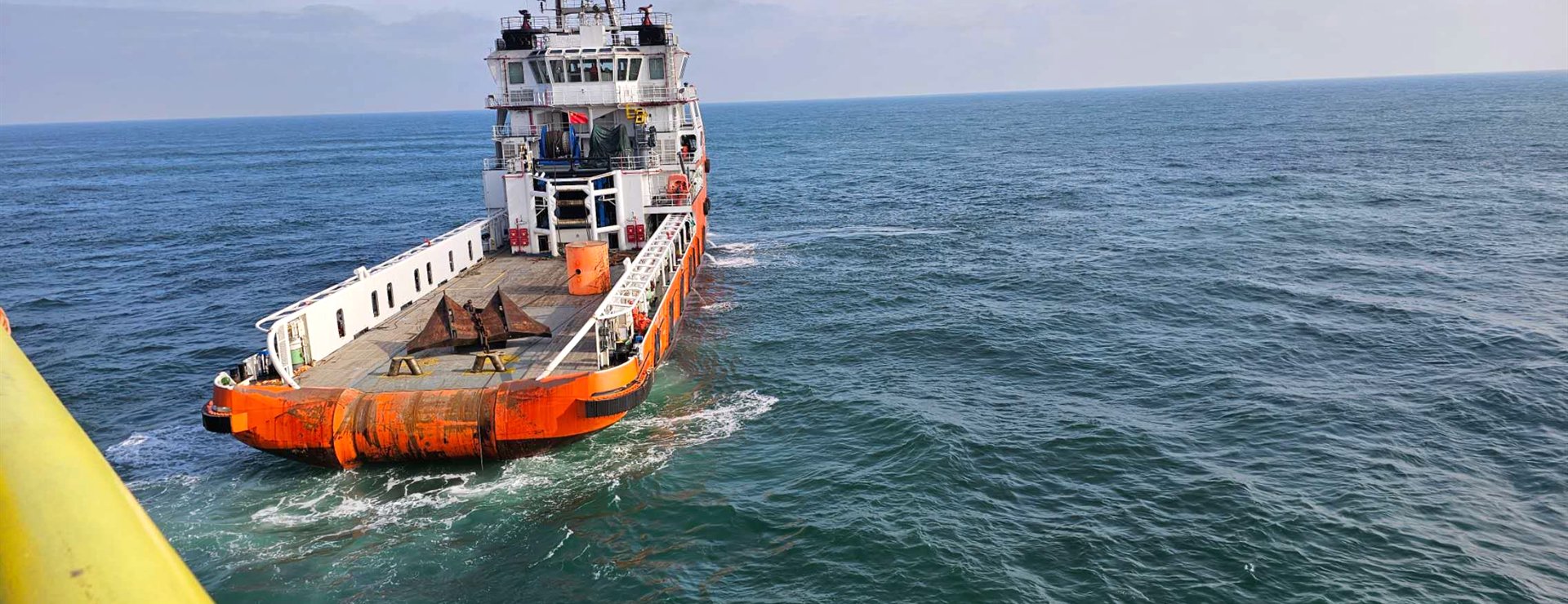 Offshore support vessel underway